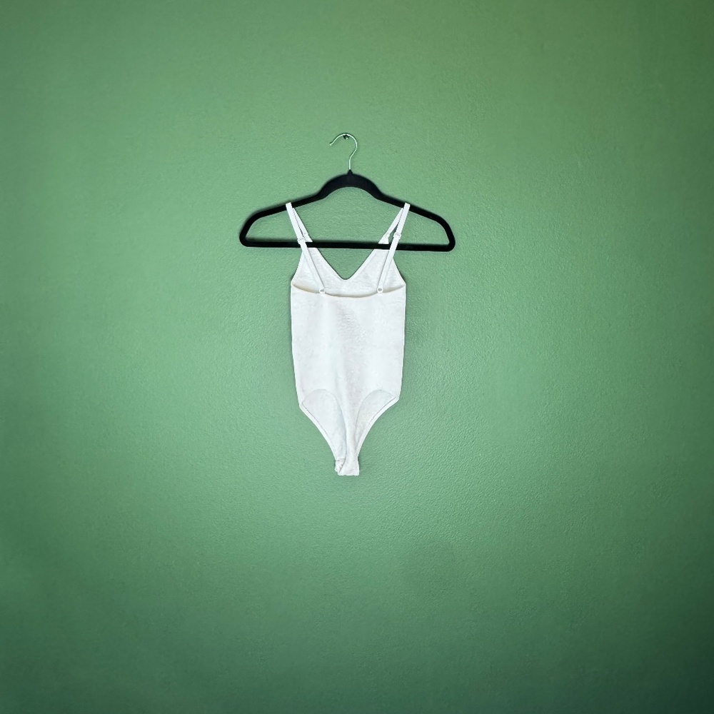 Free People Intimately White Ribbed Thong Bodysuit Size M/L - Picture 2 of 3